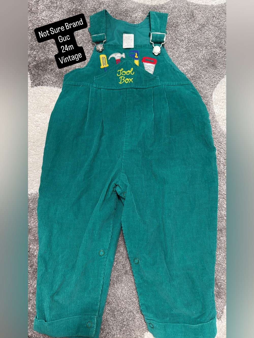 Vintage  Teal Corduroy 'Tool Box' Overalls